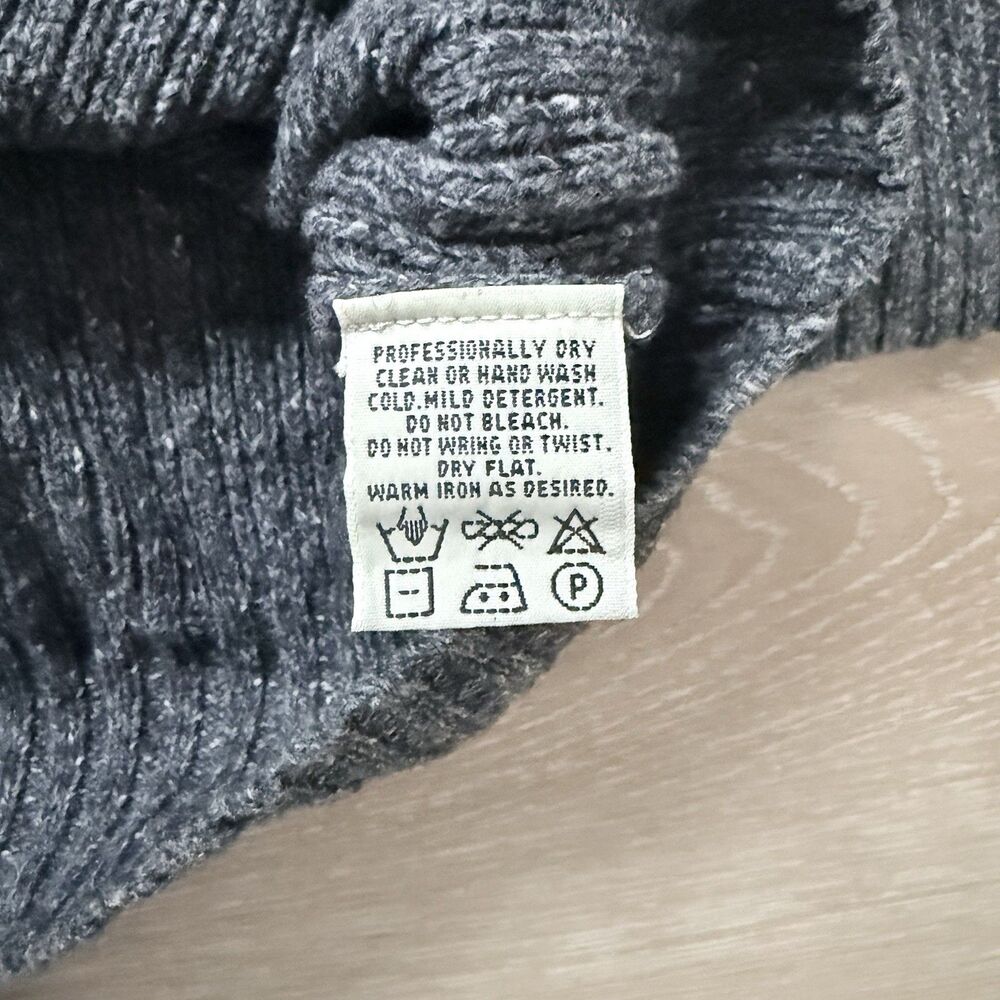 VTG 90s Eddie Bauer Ribbed Sweater L Wool Cotton Charcoal Gray Heather Coastal - Picture 6 of 12
